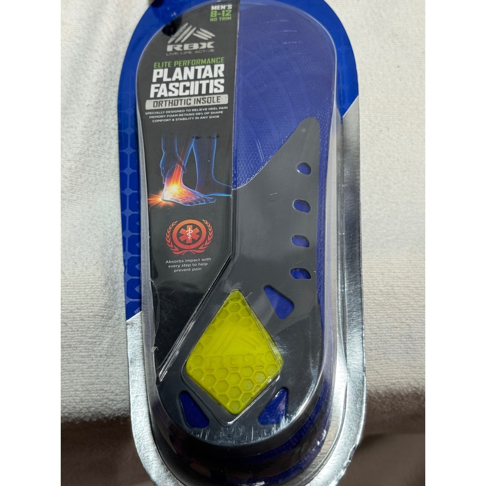 RBX Men's 8-12 Plantar Fasciitis Orthotic Insoles Memory Foam men's size 8-12
